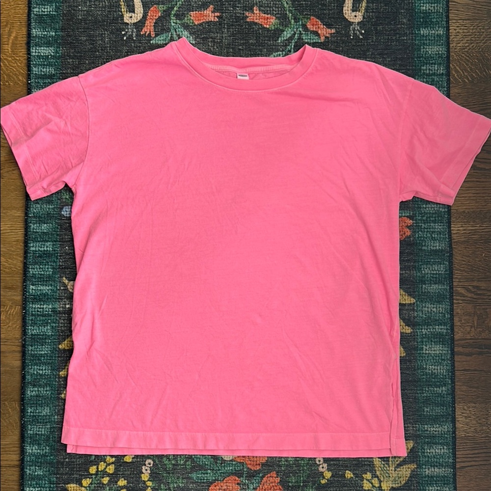 Old Navy Hot Pink Oversized Tee with Vented Hem, Size Large